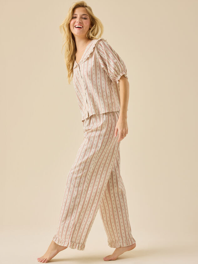 Candy Cane Stripe Mama Pj Set Detail 3 - TULLABEE