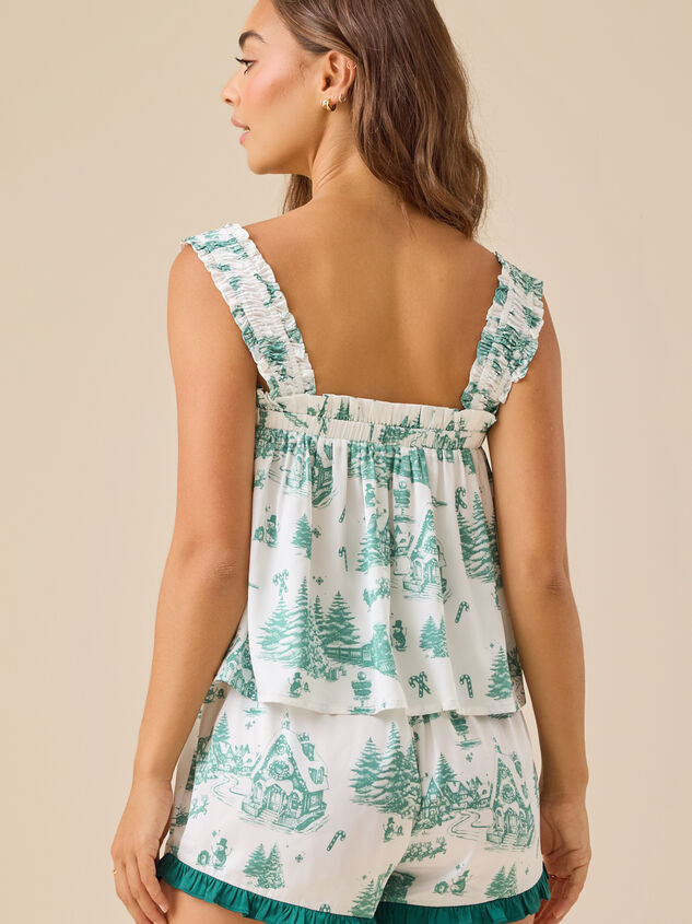 Noelle Satin Christmas Sleep Top Detail 7 - TULLABEE