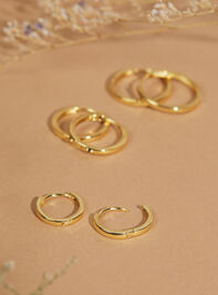 18K Gold Dipped Huggie Hoop Set Detail 2 - TULLABEE