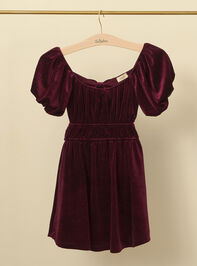 Eloise Youth Velvet Bow Dress Detail 2 - TULLABEE