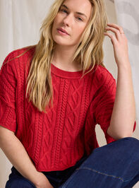 Emma Cable Cropped Sweater Detail 5 - TULLABEE