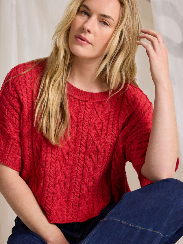 Emma Cable Cropped Sweater Detail 5 - TULLABEE