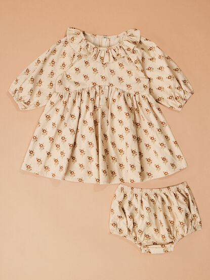 Anne Floral Corduroy Dress and Bloomer Set - TULLABEE