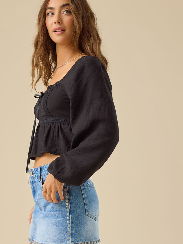 Blair Balloon Sleeve Babydoll Top Detail 3 - TULLABEE