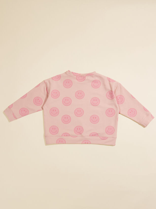 Pink Smiley Face Sweatshirt Detail 2 - TULLABEE
