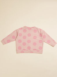 Pink Smiley Face Sweatshirt Detail 2 - TULLABEE