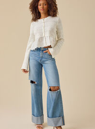 Mabel Pointelle Peplum Cardigan - TULLABEE