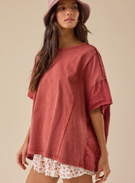 Zelda Embroidered Oversized Tee Detail 3 - TULLABEE