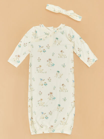 Little Duckling Blooms Nightgown with Headband - TULLABEE
