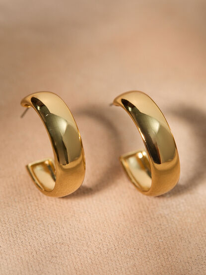 18K Gold Dipped Chunky Hoops - TULLABEE