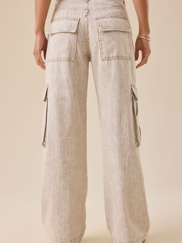 Ellis Pinstripe Cargo Pants Detail 5 - TULLABEE