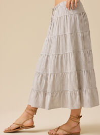 Lucy Striped Linen Skirt Detail 4 - TULLABEE