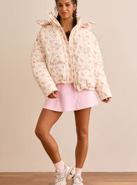 Frosted Wishes Floral Puffer Jacket - TULLABEE