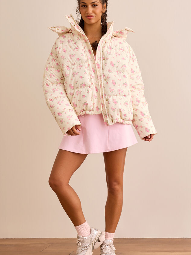 Frosted Wishes Floral Puffer Jacket - TULLABEE