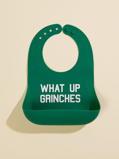 What Up Grinches Silicone Bib - TULLABEE