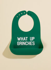 What Up Grinches Silicone Bib Detail 2 - TULLABEE