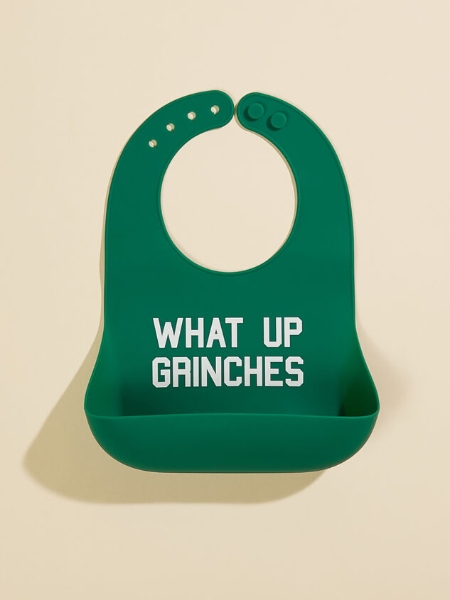 What Up Grinches Silicone Bib Detail 2 - TULLABEE