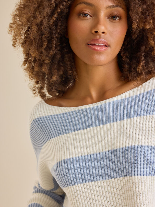 Mariah Striped Boatneck Sweater Detail 4 - TULLABEE