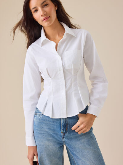 Victoria Pleated Button Up Top - TULLABEE