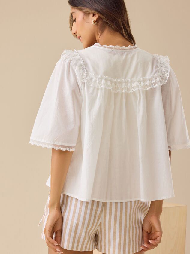Regan Lace Trim Babydoll Top Detail 5 - TULLABEE