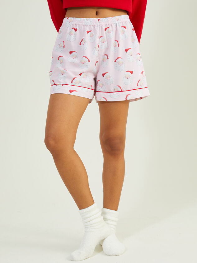Jolly Santa Mama Pajama Shorts by MudPie Detail 3 - TULLABEE