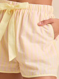 Cleo Striped Sleep Shorts Detail 2 - TULLABEE