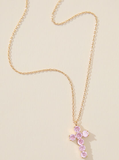Pink Glitz Cross Necklace - TULLABEE
