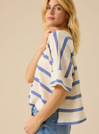Dylan Striped V-Neck Top Detail 3 - TULLABEE