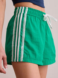 Lace Up Stripes Shorts Detail 2 - TULLABEE