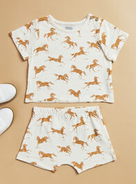 Weston Horse Tee-Shirt and Short Set Detail 2 - TULLABEE