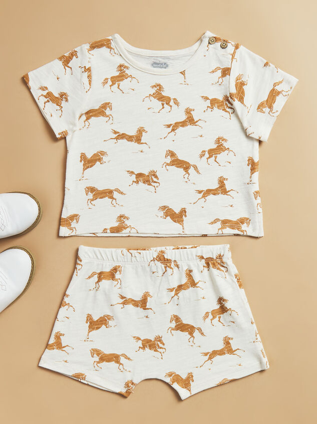 Weston Horse Tee-Shirt and Short Set Detail 2 - TULLABEE