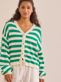 Serve Stripe Button Up Cardigan Detail 2 - TULLABEE