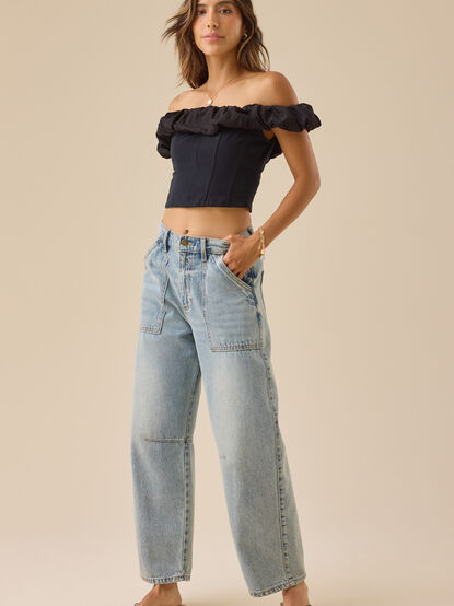 Sarah Off-Shoulder Crop Top - TULLABEE