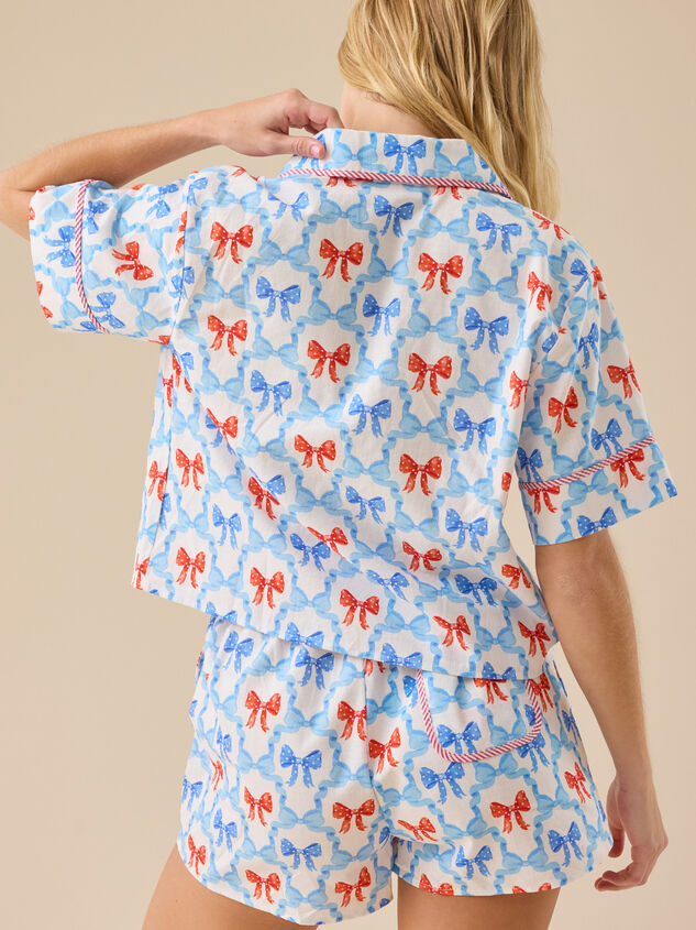 Americana Bows Sleep Top Detail 5 - TULLABEE