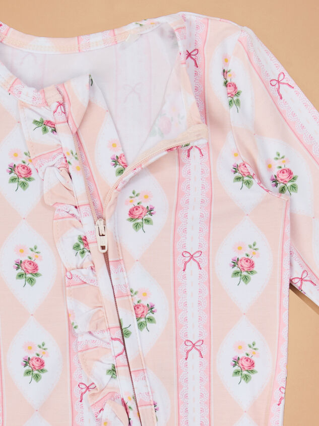 Ogee Floral Ruffle Footie Detail 2 - TULLABEE