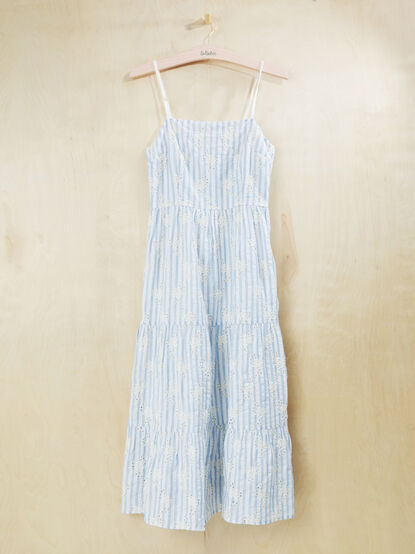 Serena Embroidered Stripe Mama Maxi Dress - TULLABEE