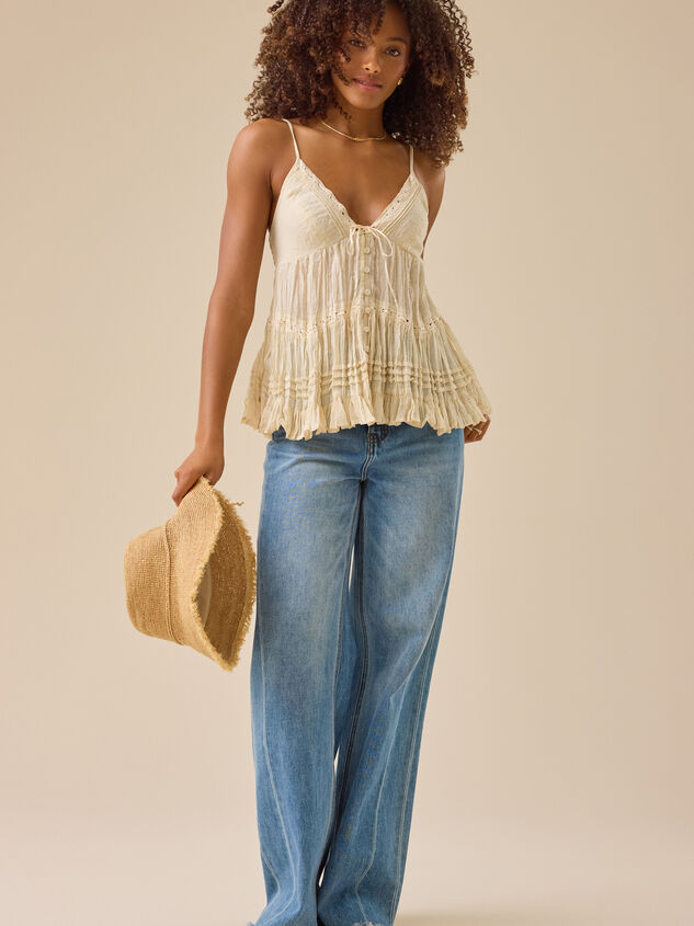 Lace Trim Babydoll Tank Detail 7 - TULLABEE