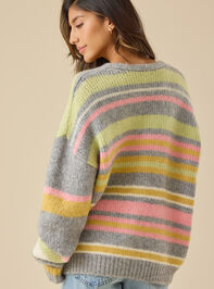 Edie Striped Oversized Cardigan Detail 5 - TULLABEE