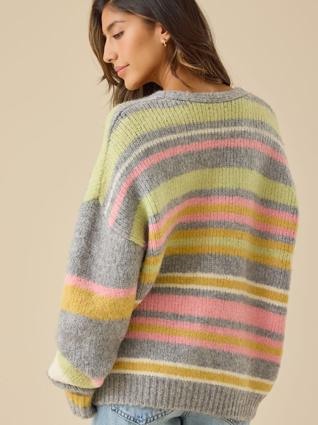 Edie Striped Oversized Cardigan Detail 5 - TULLABEE
