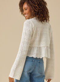 Mabel Pointelle Peplum Cardigan Detail 3 - TULLABEE