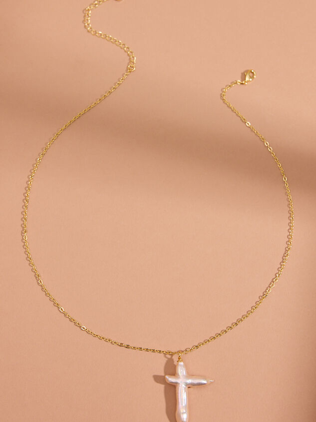 Pearl Promise Cross Necklace Detail 2 - TULLABEE