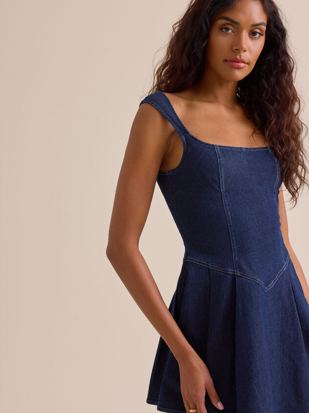 Roe Denim Mini Dress Detail 3 - TULLABEE