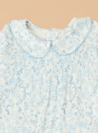 Blue Calico Collar Footie Detail 2 - TULLABEE