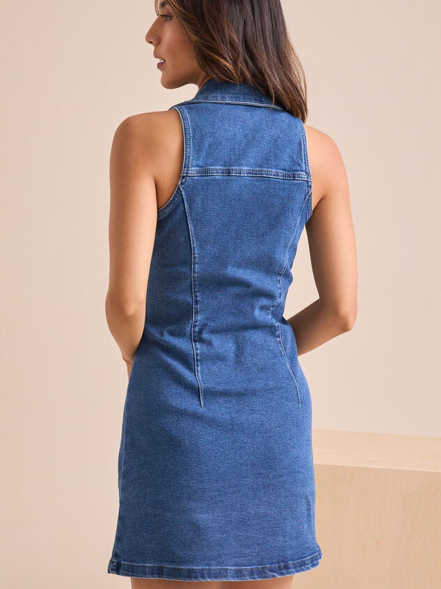 Penelope Collared Denim Dress Detail 6 - TULLABEE