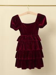 Adela Tiered Velvet Youth Dress Detail 2 - TULLABEE