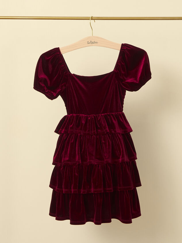 Adela Tiered Velvet Youth Dress Detail 2 - TULLABEE