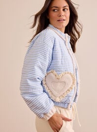 Gingham Heart Patch Jacket Detail 3 - TULLABEE