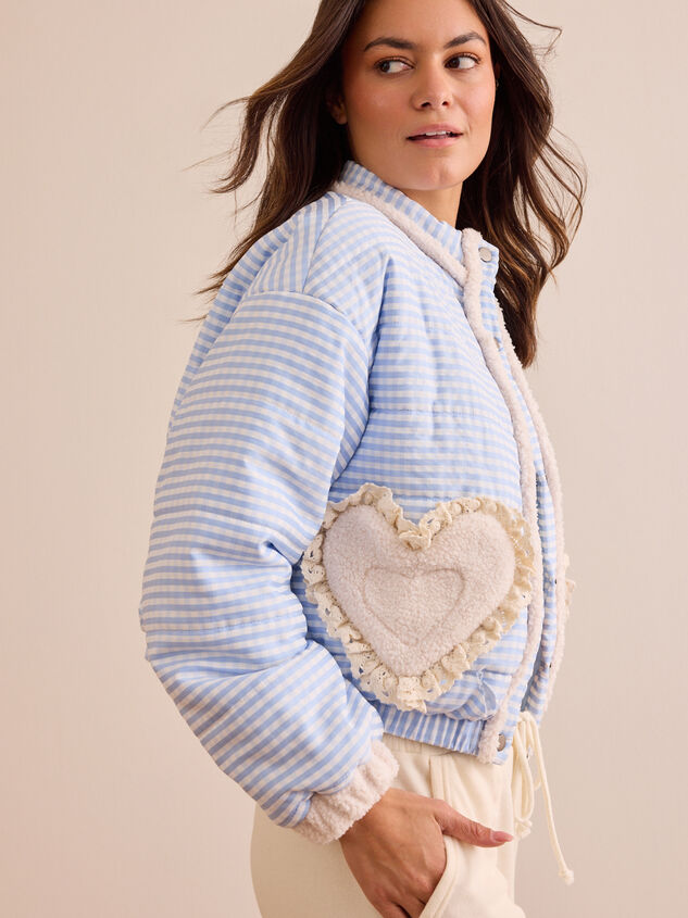 Gingham Heart Patch Jacket Detail 3 - TULLABEE