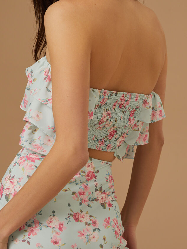 Amira Ruffled Floral Tube Top Detail 3 - TULLABEE