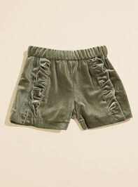 Paisley Velvet Ruffle Shorts by Vignette Detail 2 - TULLABEE